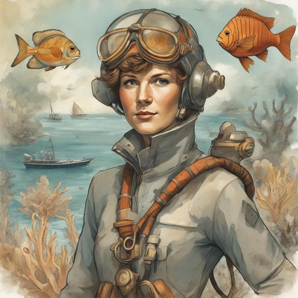 Amelia Earhart but she's a scuba diver