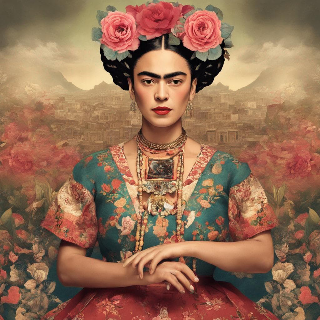 Frida Kahlo but she's a digital artist